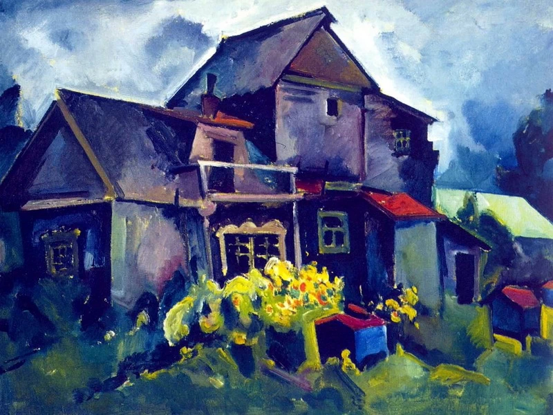 1882-Aristarch Vasil'evič Lentulov - Casa rurale. Villaggio Zyuzino